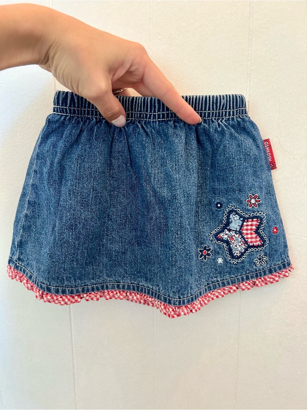 Vintage OshKosh Denim Skort with Star Embroidery